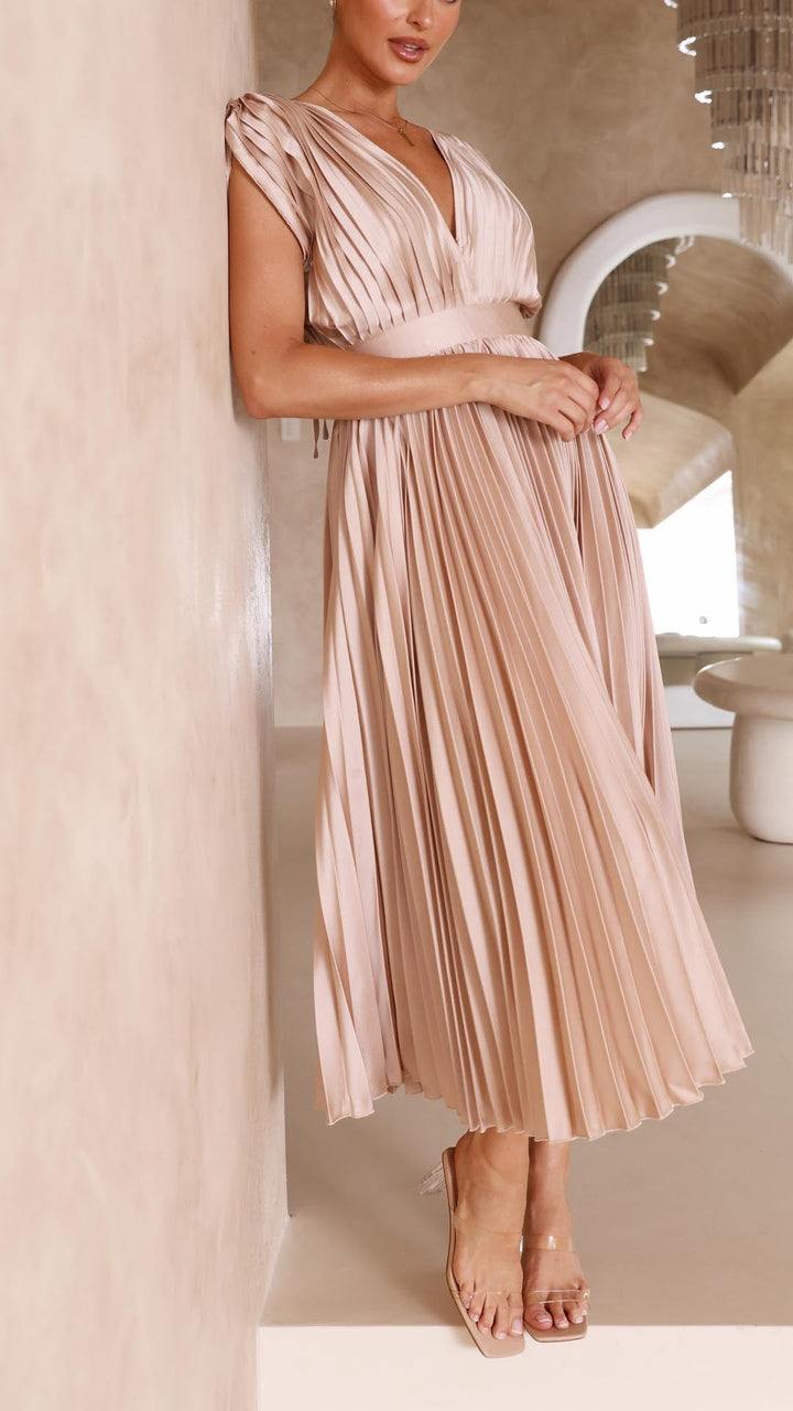 Kaitlyn | Elegant Pleated Wedding Guest Dress
